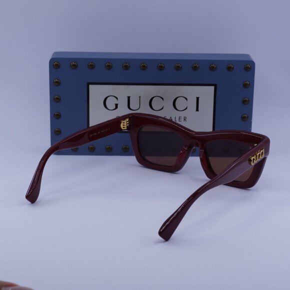 Gucci GG1773SA 002 Cat Eye Sunglasses - Burgundy/Brown - Picture 11 of 12